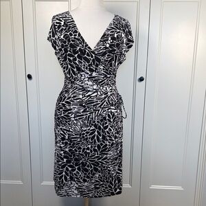 Evan Picone Black and White Patterned Midi Dress